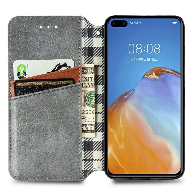For Huawei P40 Pro Cubic Grid Pressed Horizontal Flip Magnetic PU Leather Case with Holder & Card Slots & Wallet