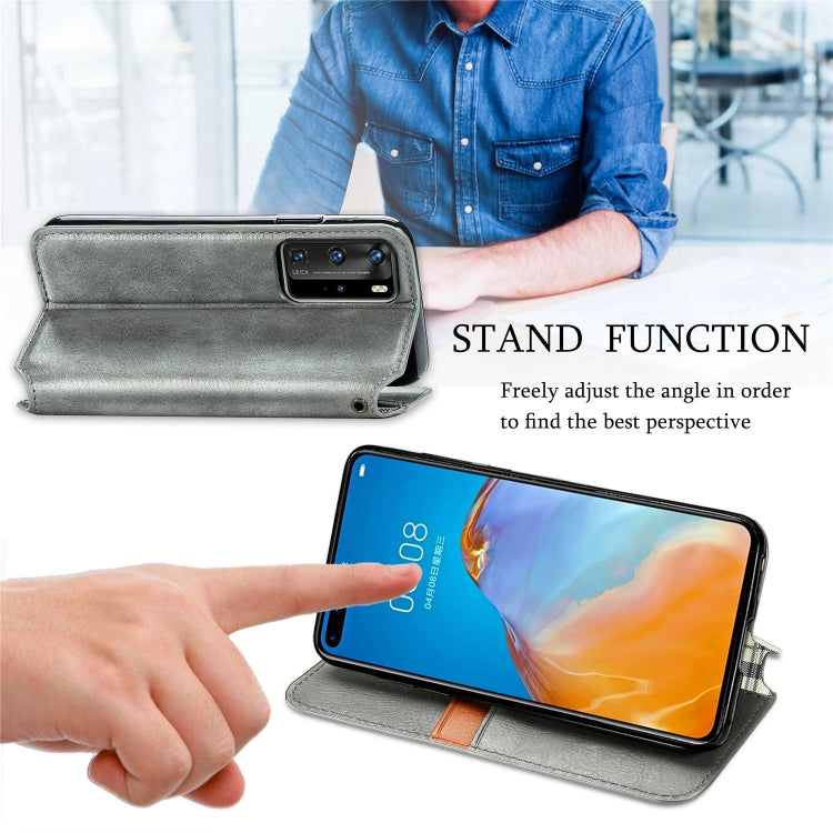 For Huawei P40 Pro Cubic Grid Pressed Horizontal Flip Magnetic PU Leather Case with Holder & Card Slots & Wallet
