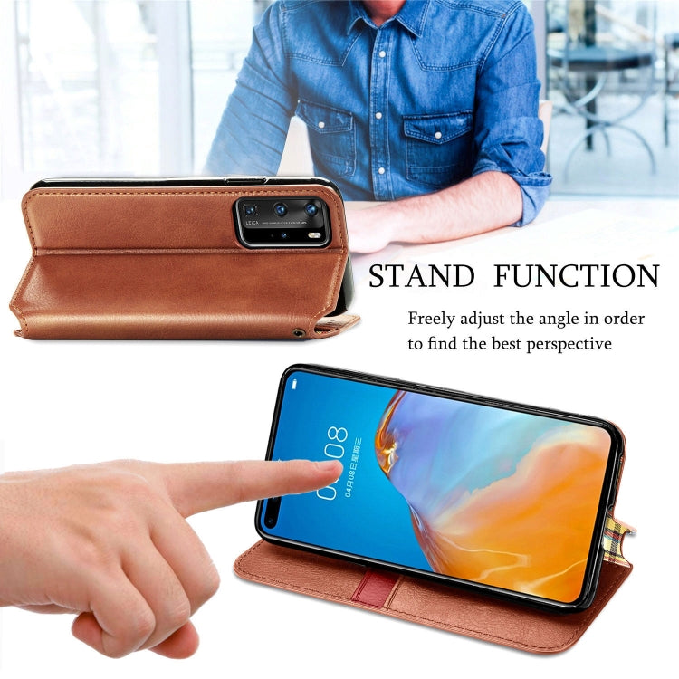 For Huawei P40 Pro Cubic Grid Pressed Horizontal Flip Magnetic PU Leather Case with Holder & Card Slots & Wallet