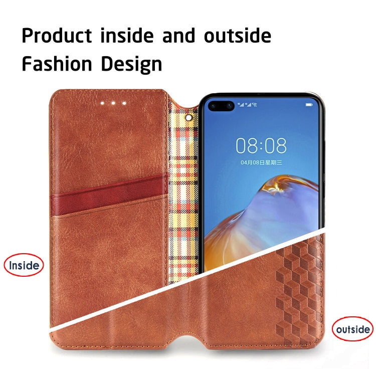For Huawei P40 Pro Cubic Grid Pressed Horizontal Flip Magnetic PU Leather Case with Holder & Card Slots & Wallet