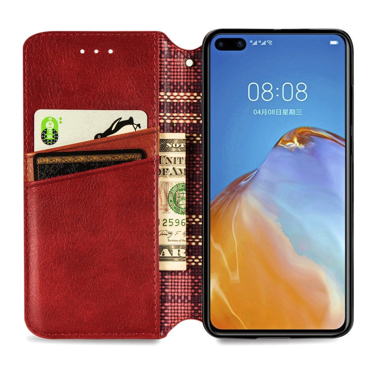 For Huawei P40 Pro Cubic Grid Pressed Horizontal Flip Magnetic PU Leather Case with Holder & Card Slots & Wallet