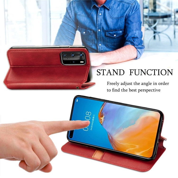 For Huawei P40 Pro Cubic Grid Pressed Horizontal Flip Magnetic PU Leather Case with Holder & Card Slots & Wallet