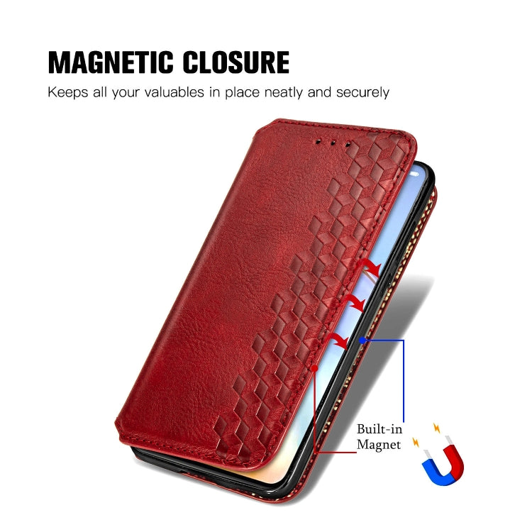 For Huawei P40 Pro Cubic Grid Pressed Horizontal Flip Magnetic PU Leather Case with Holder & Card Slots & Wallet