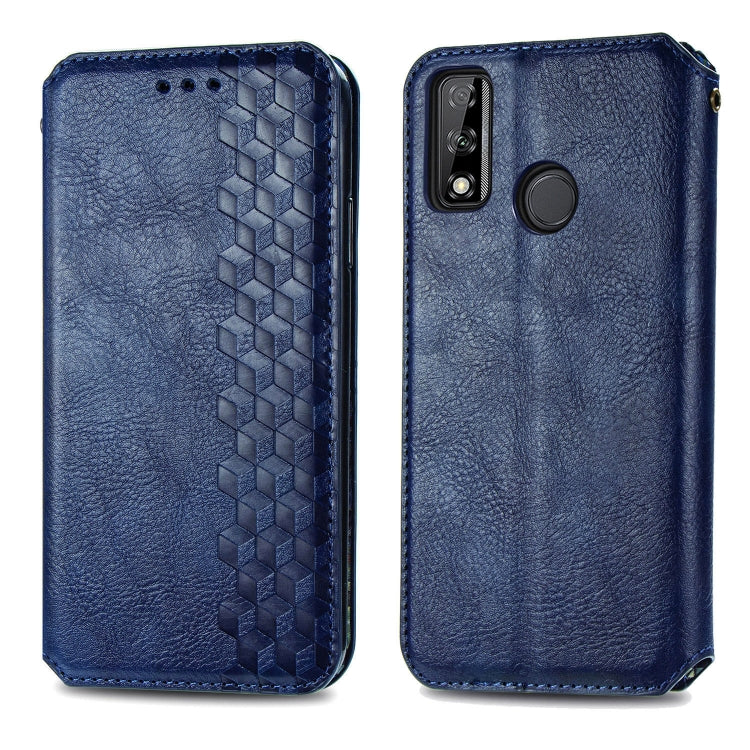 For Huawei Y8S Cubic Grid Pressed Horizontal Flip Magnetic PU Leather Case with Holder & Card Slots & Wallet