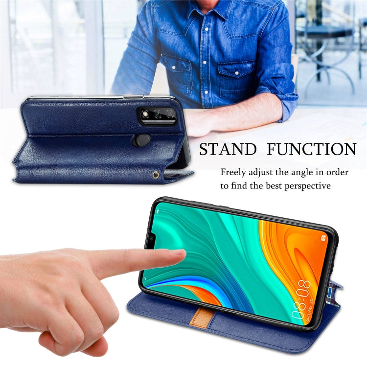 For Huawei Y8S Cubic Grid Pressed Horizontal Flip Magnetic PU Leather Case with Holder & Card Slots & Wallet