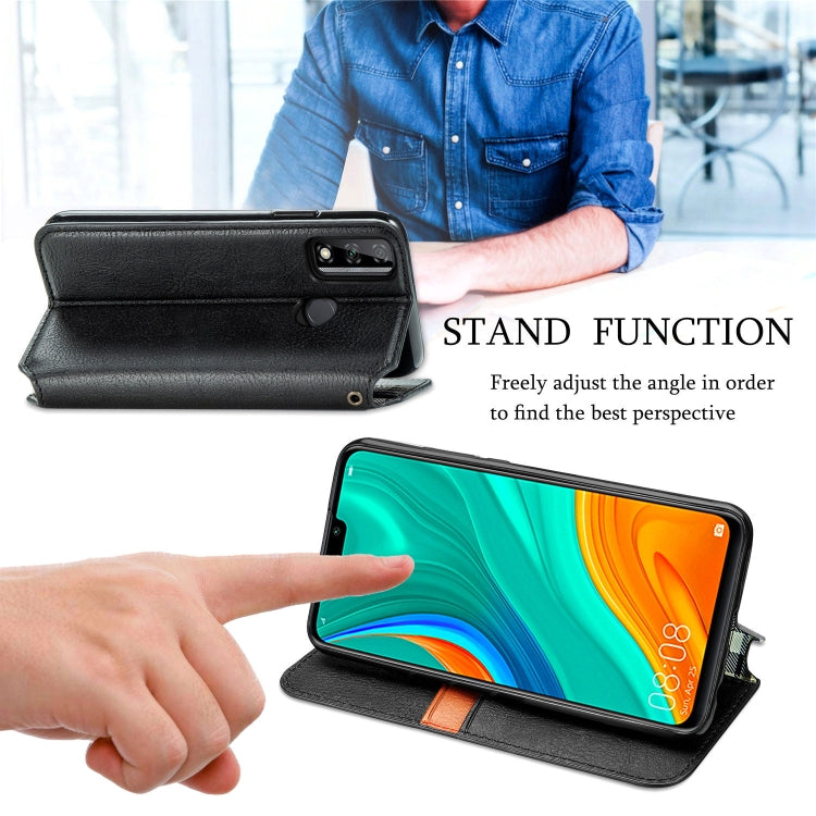 For Huawei Y8S Cubic Grid Pressed Horizontal Flip Magnetic PU Leather Case with Holder & Card Slots & Wallet