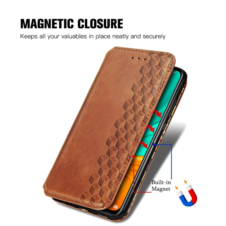 For Huawei Y8S Cubic Grid Pressed Horizontal Flip Magnetic PU Leather Case with Holder & Card Slots & Wallet