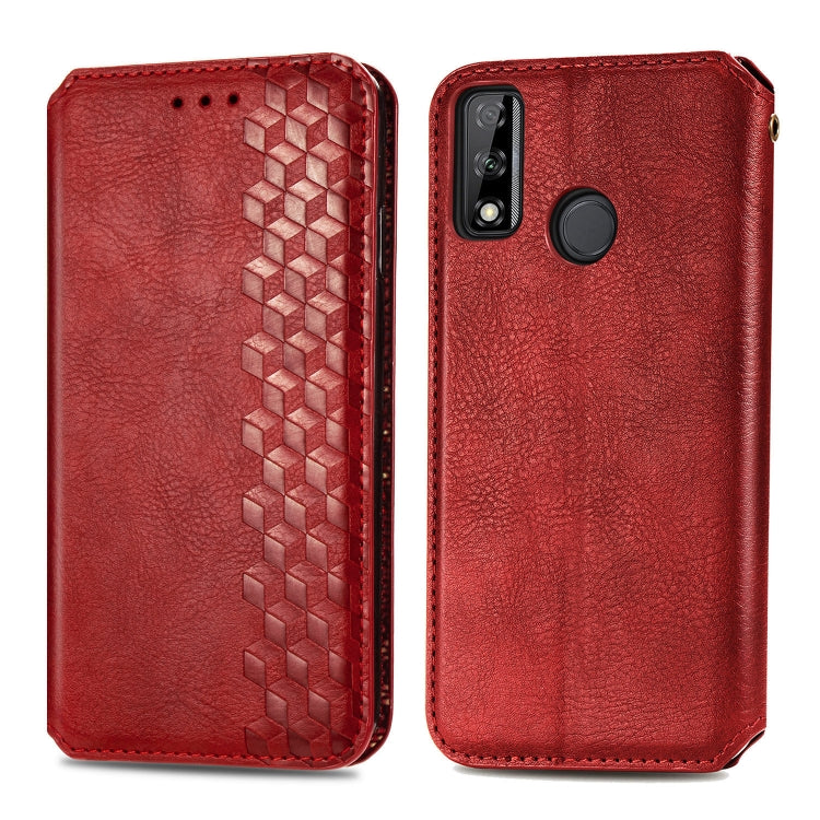 For Huawei Y8S Cubic Grid Pressed Horizontal Flip Magnetic PU Leather Case with Holder & Card Slots & Wallet