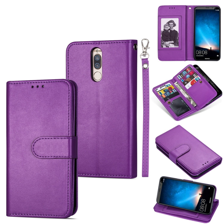 For Huawei Mate 10 Lite Ultra-thin 9 Card Horizontal Flip Leather Case, with Card Slots & Holder & Lanyard