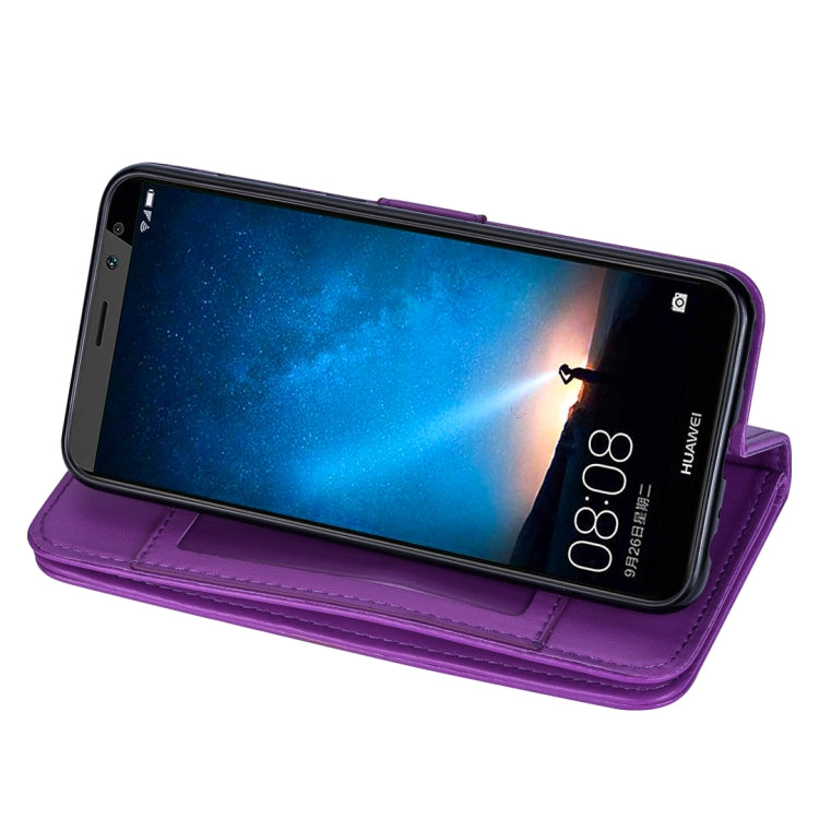 For Huawei Mate 10 Lite Ultra-thin 9 Card Horizontal Flip Leather Case, with Card Slots & Holder & Lanyard