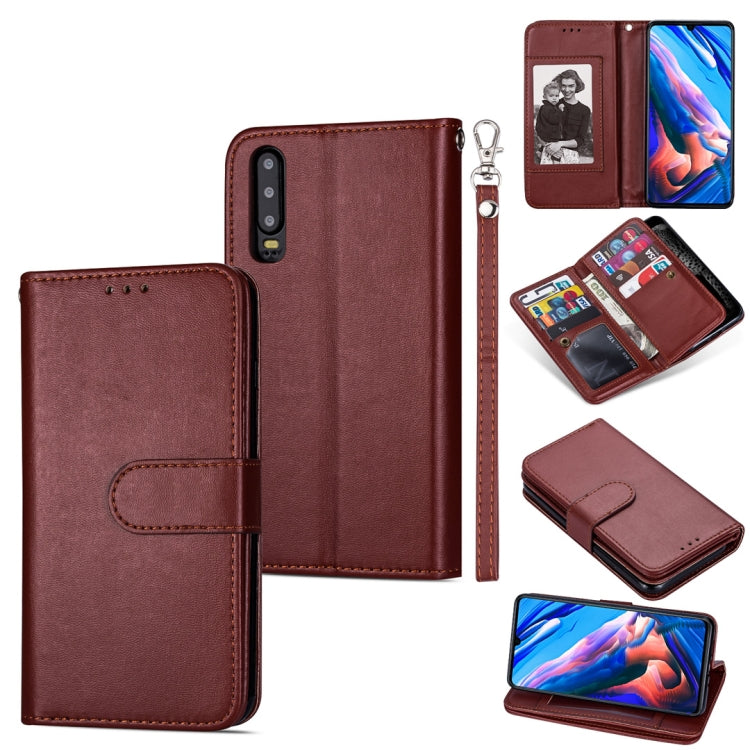 For Huawei P30 Ultra-thin 9 Card Horizontal Flip Leather Case, with Card Slots & Holder & Lanyard