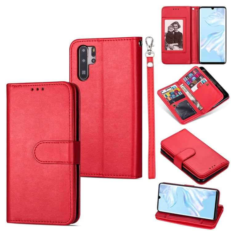 For Huawei P30 Pro Ultra-thin 9 Card Horizontal Flip Leather Case, with Card Slots & Holder & Lanyard
