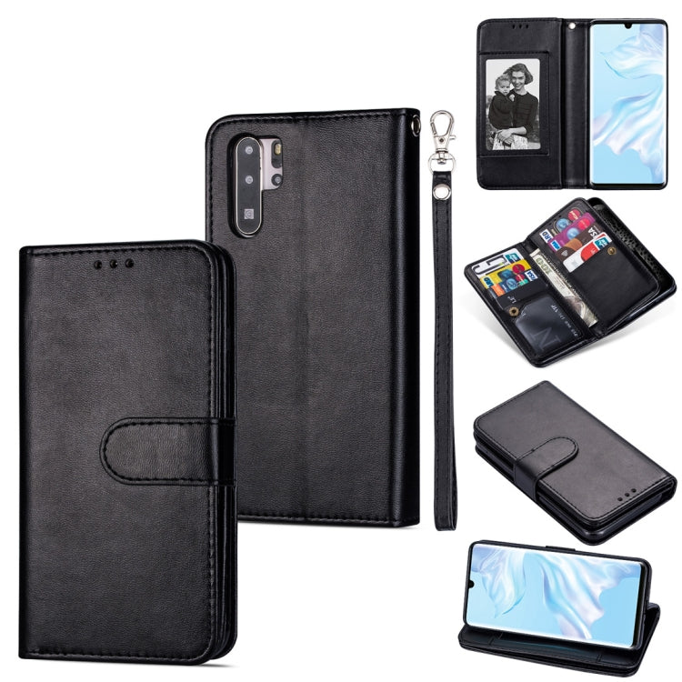 For Huawei P30 Pro Ultra-thin 9 Card Horizontal Flip Leather Case, with Card Slots & Holder & Lanyard