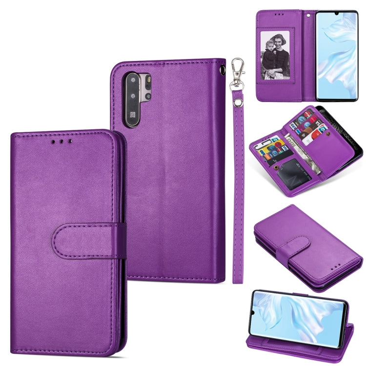 For Huawei P30 Pro Ultra-thin 9 Card Horizontal Flip Leather Case, with Card Slots & Holder & Lanyard