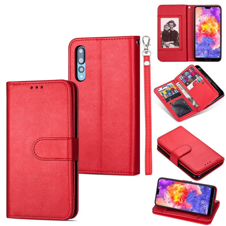 For Huawei P20 Ultra-thin 9 Card Horizontal Flip Leather Case, with Card Slots & Holder & Lanyard