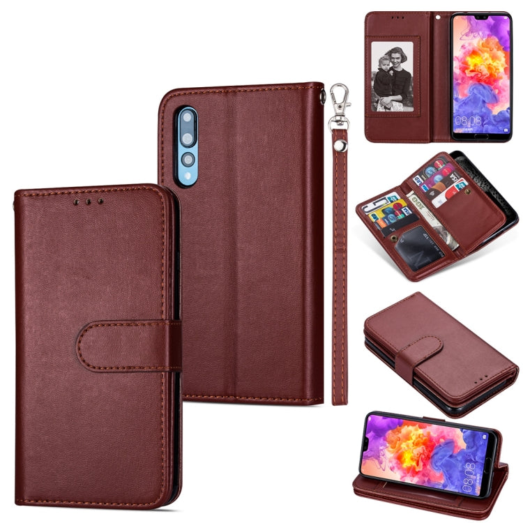 For Huawei P20 Ultra-thin 9 Card Horizontal Flip Leather Case, with Card Slots & Holder & Lanyard