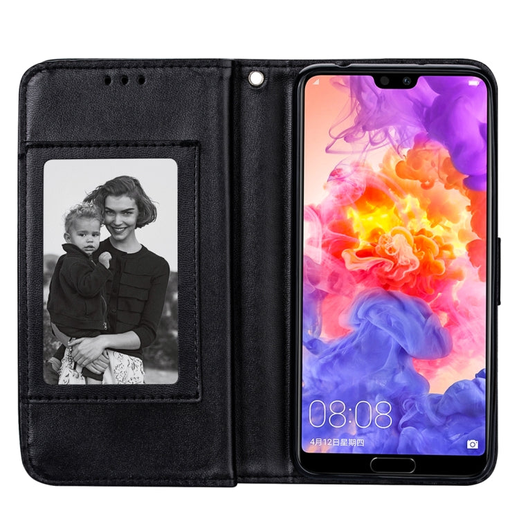 For Huawei P20 Lite Ultra-thin 9 Card Horizontal Flip Leather Case, with Card Slots & Holder & Lanyard