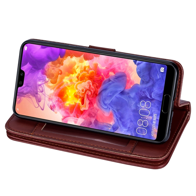 For Huawei P20 Lite Ultra-thin 9 Card Horizontal Flip Leather Case, with Card Slots & Holder & Lanyard