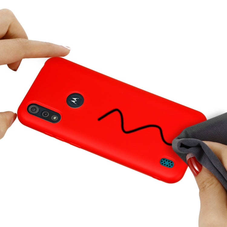 For Motorola Moto E6s (2020) Pure Color Liquid Silicone Shockproof Full Coverage Protective Case