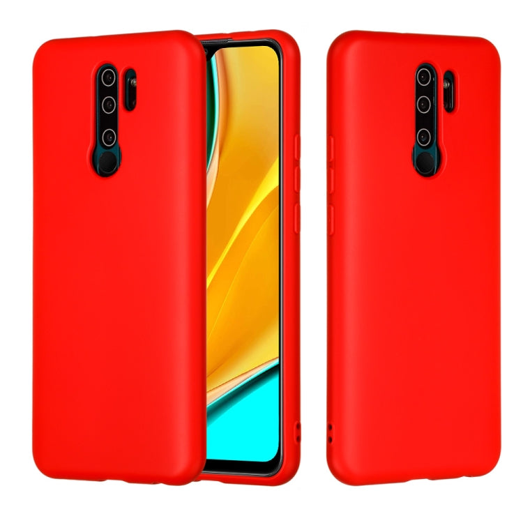 For Xiaomi Redmi 9 Pure Color Liquid Silicone Shockproof Full Coverage Protective Case