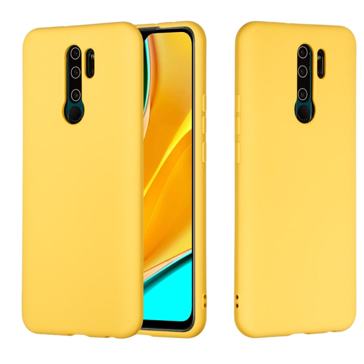 For Xiaomi Redmi 9 Pure Color Liquid Silicone Shockproof Full Coverage Protective Case
