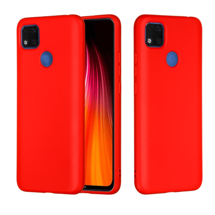 For Xiaomi Redmi 9C Pure Color Liquid Silicone Shockproof Full Coverage Protective Case