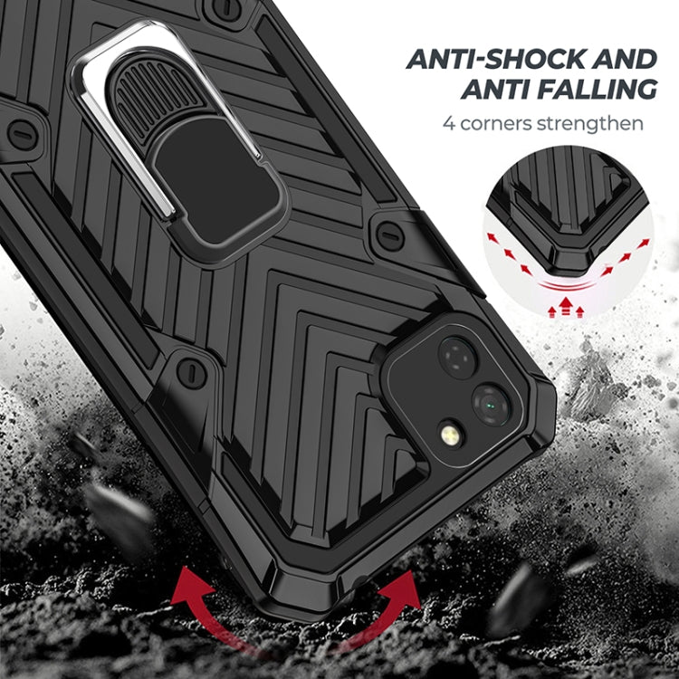 For Huawei Y5p Cool Armor PC + TPU Shockproof Case with 360 Degree Rotation Ring Holder