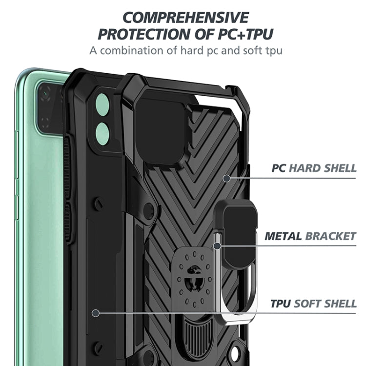 For Huawei Y5p Cool Armor PC + TPU Shockproof Case with 360 Degree Rotation Ring Holder