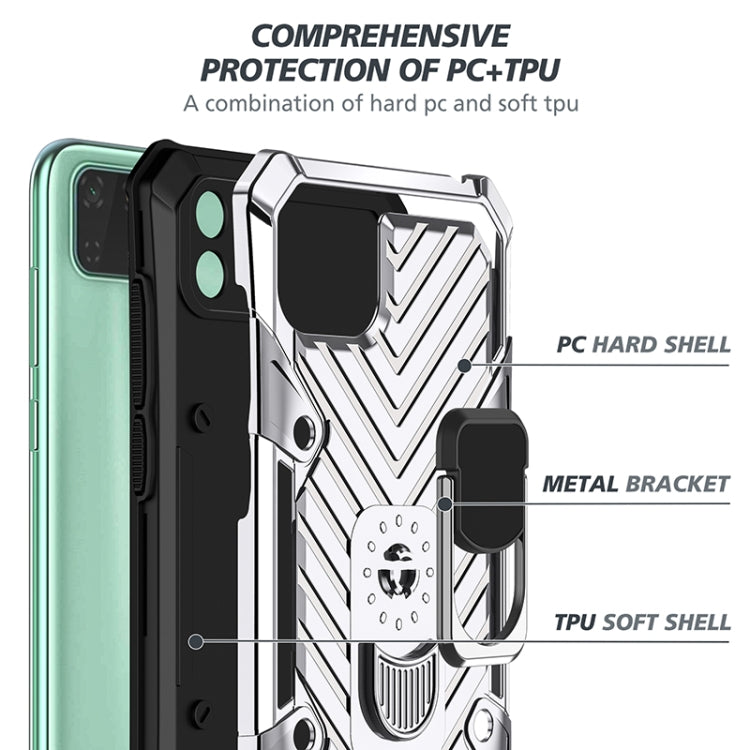 For Huawei Y5p Cool Armor PC + TPU Shockproof Case with 360 Degree Rotation Ring Holder