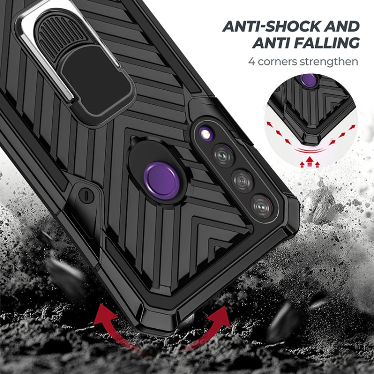 For Huawei Y6p Cool Armor PC + TPU Shockproof Case with 360 Degree Rotation Ring Holder