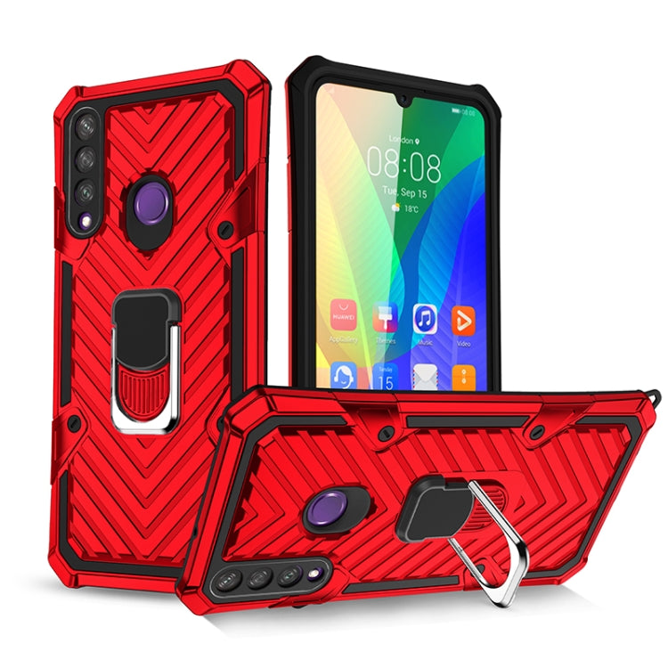 For Huawei Y6p Cool Armor PC + TPU Shockproof Case with 360 Degree Rotation Ring Holder