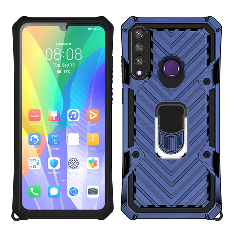 For Huawei Y6p Cool Armor PC + TPU Shockproof Case with 360 Degree Rotation Ring Holder
