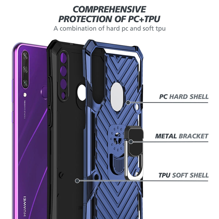 For Huawei Y6p Cool Armor PC + TPU Shockproof Case with 360 Degree Rotation Ring Holder