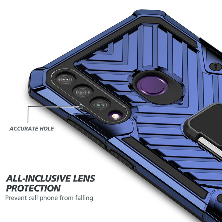 For Huawei Y6p Cool Armor PC + TPU Shockproof Case with 360 Degree Rotation Ring Holder