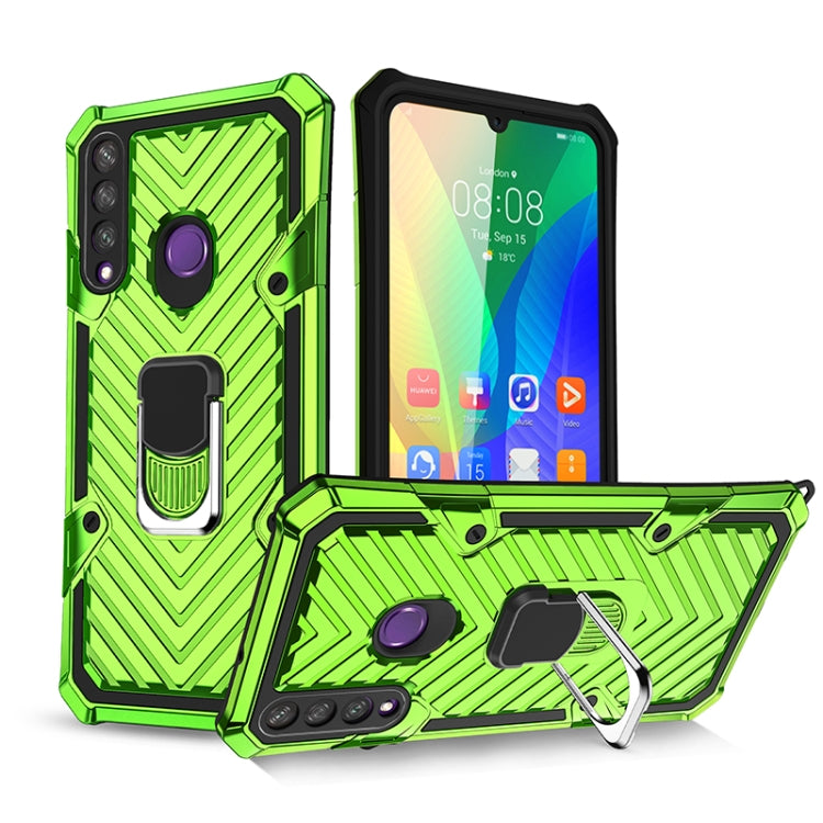 For Huawei Y6p Cool Armor PC + TPU Shockproof Case with 360 Degree Rotation Ring Holder