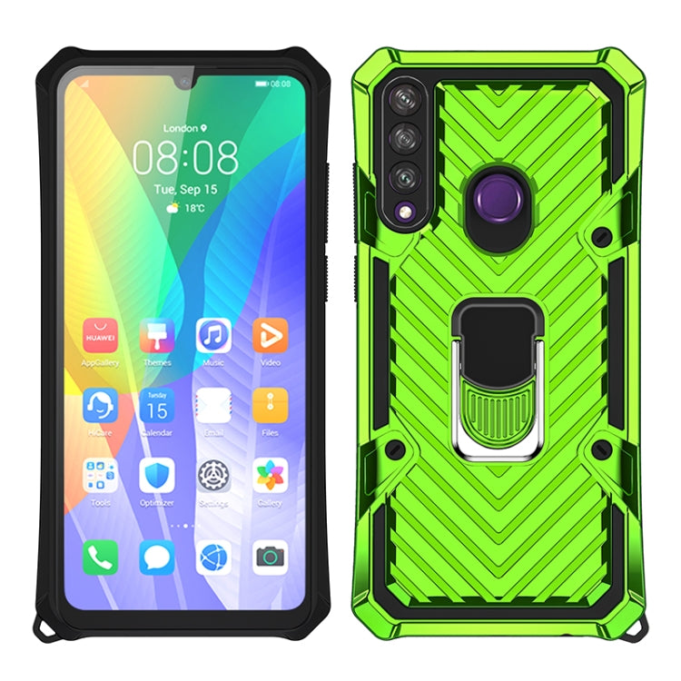 For Huawei Y6p Cool Armor PC + TPU Shockproof Case with 360 Degree Rotation Ring Holder
