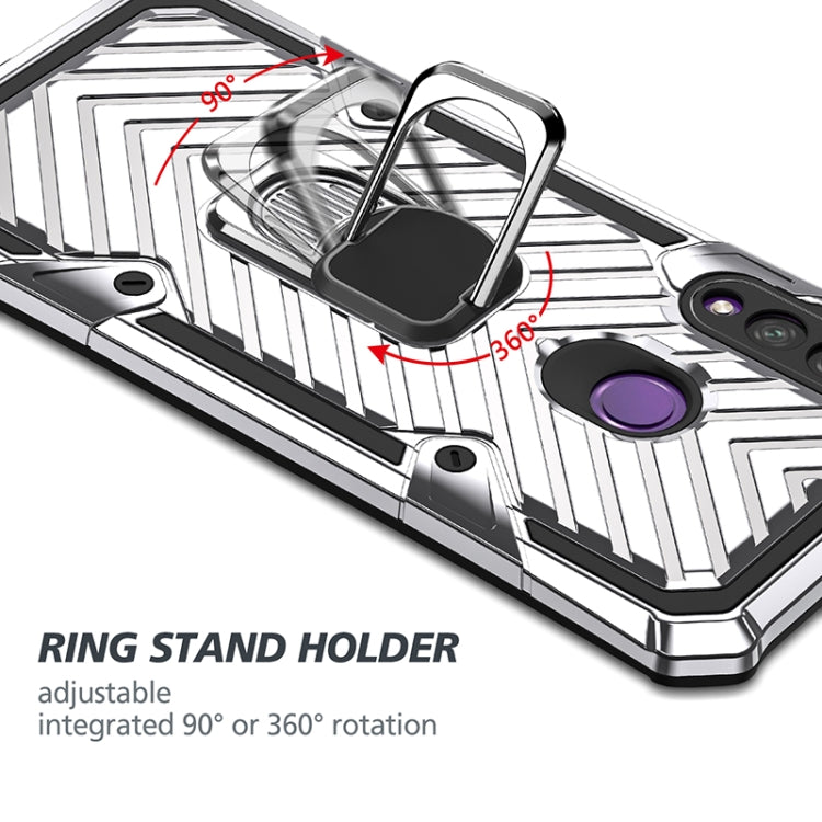 For Huawei Y6p Cool Armor PC + TPU Shockproof Case with 360 Degree Rotation Ring Holder