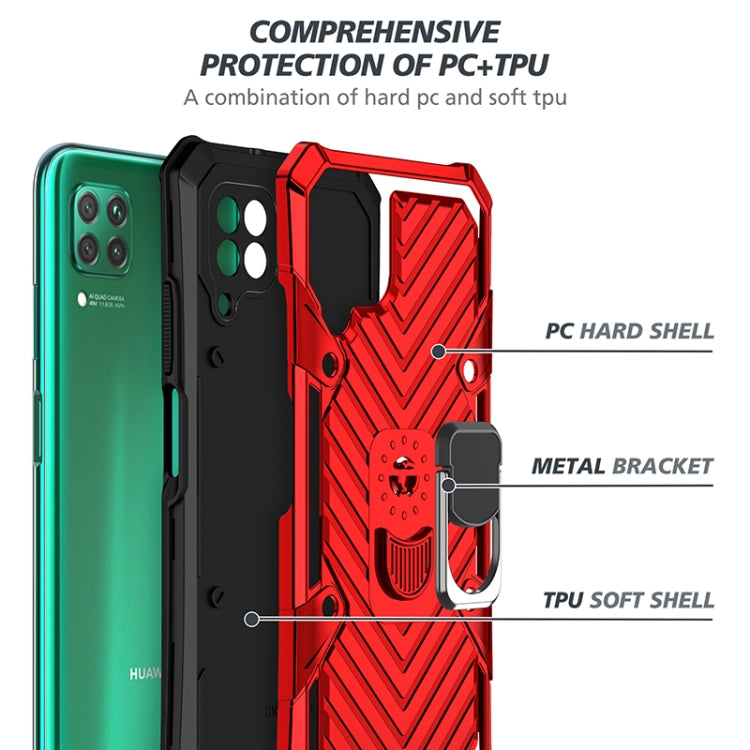 For Huawei P40 lite Cool Armor PC + TPU Shockproof Case with 360 Degree Rotation Ring Holder