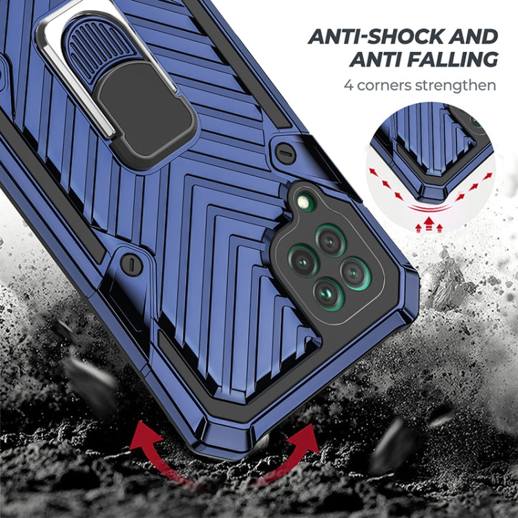 For Huawei P40 lite Cool Armor PC + TPU Shockproof Case with 360 Degree Rotation Ring Holder