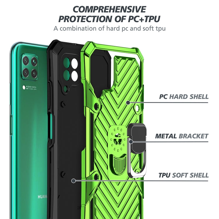 For Huawei P40 lite Cool Armor PC + TPU Shockproof Case with 360 Degree Rotation Ring Holder