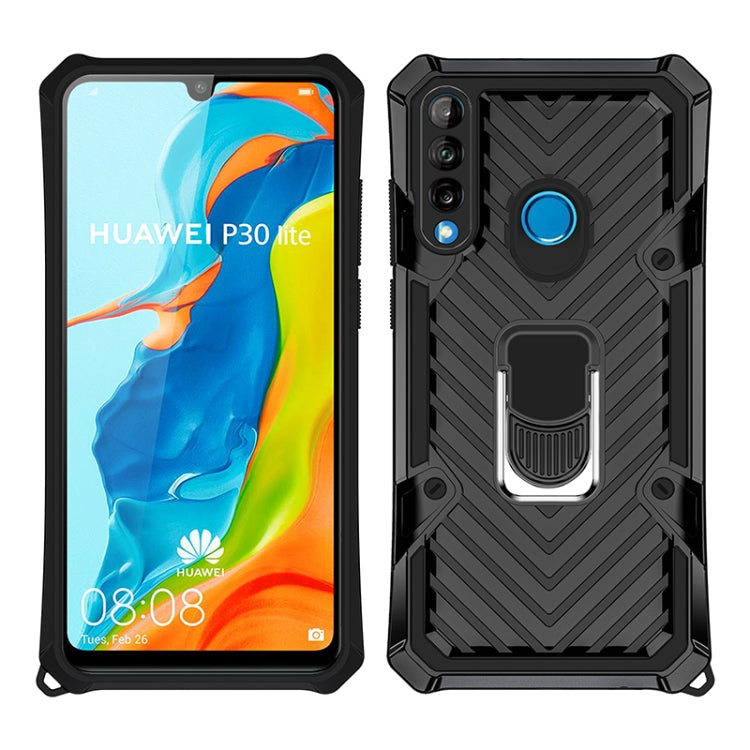 For Huawei P30 lite Cool Armor PC + TPU Shockproof Case with 360 Degree Rotation Ring Holder