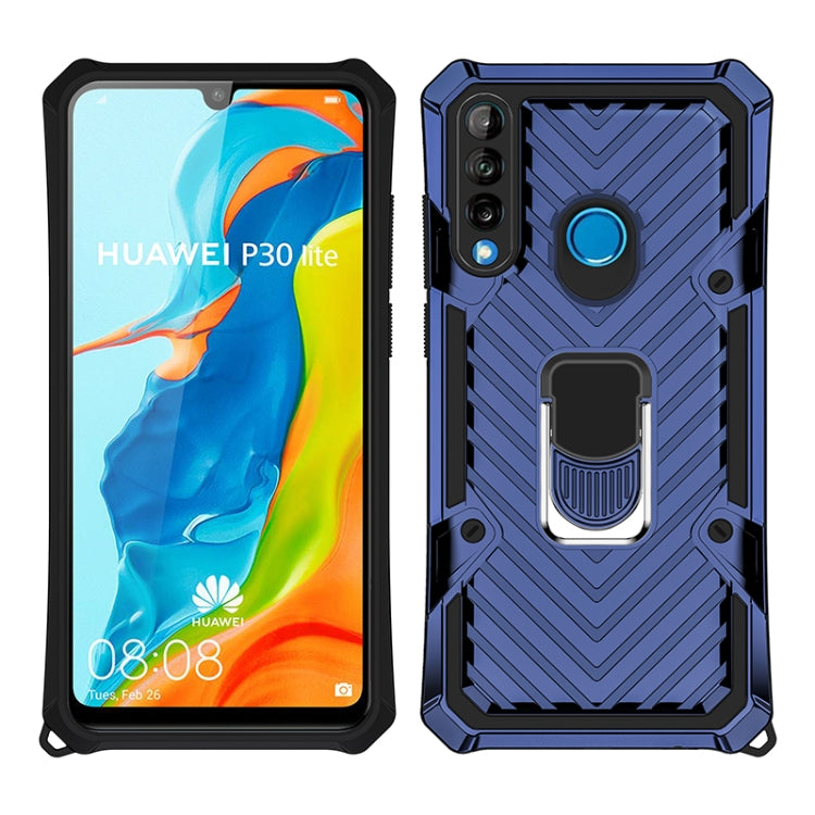 For Huawei P30 lite Cool Armor PC + TPU Shockproof Case with 360 Degree Rotation Ring Holder
