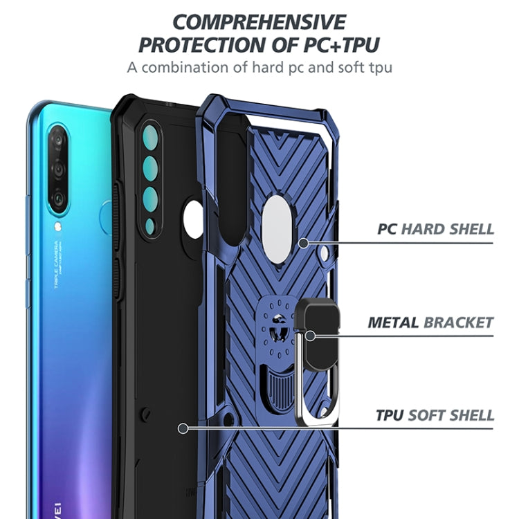 For Huawei P30 lite Cool Armor PC + TPU Shockproof Case with 360 Degree Rotation Ring Holder