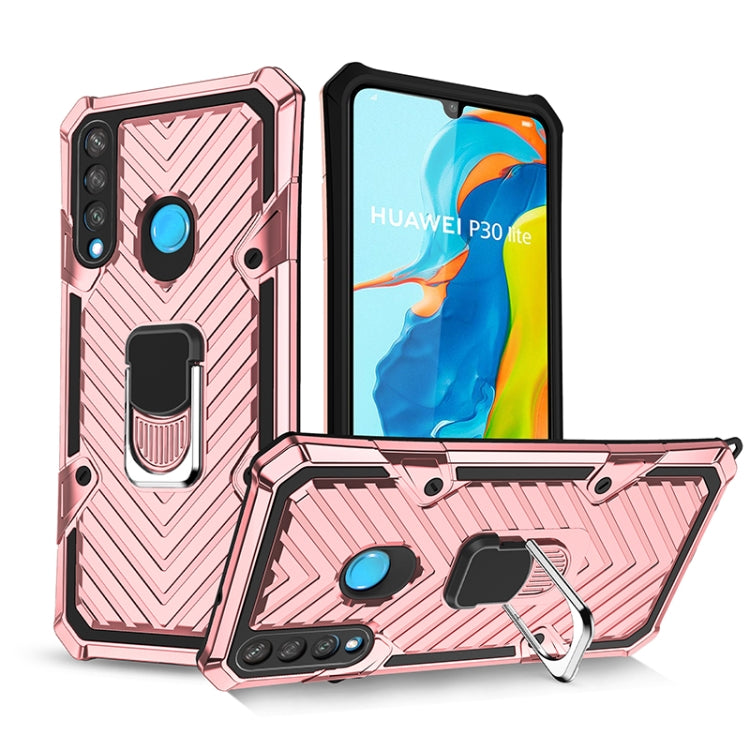 For Huawei P30 lite Cool Armor PC + TPU Shockproof Case with 360 Degree Rotation Ring Holder