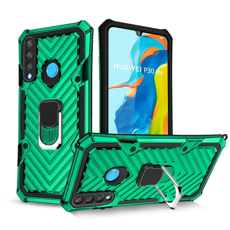 For Huawei P30 lite Cool Armor PC + TPU Shockproof Case with 360 Degree Rotation Ring Holder