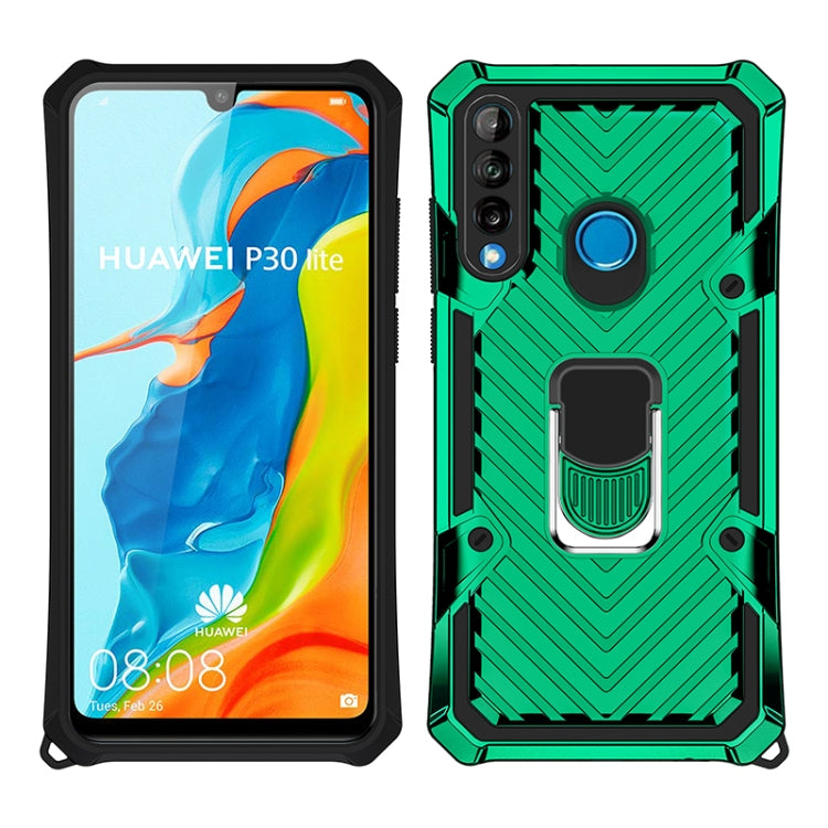 For Huawei P30 lite Cool Armor PC + TPU Shockproof Case with 360 Degree Rotation Ring Holder