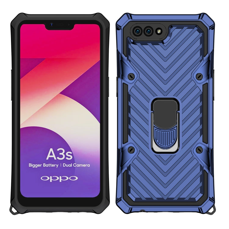 For OPPO A3s / A5 (AX5) Cool Armor PC + TPU Shockproof Case with 360 Degree Rotation Ring Holder
