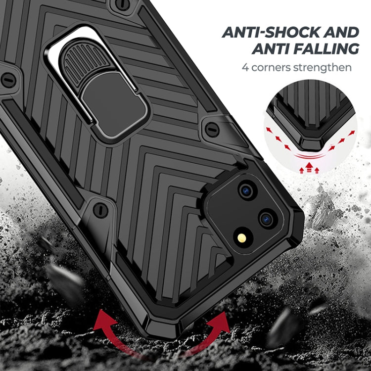For OPPO Realme C11 Cool Armor PC + TPU Shockproof Case with 360 Degree Rotation Ring Holder