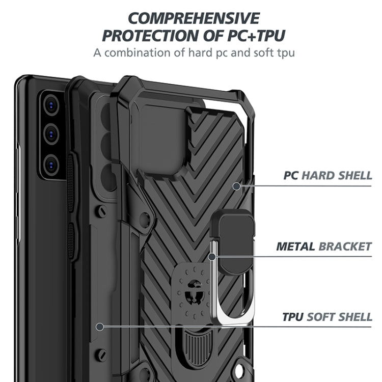 For OPPO Realme C11 Cool Armor PC + TPU Shockproof Case with 360 Degree Rotation Ring Holder