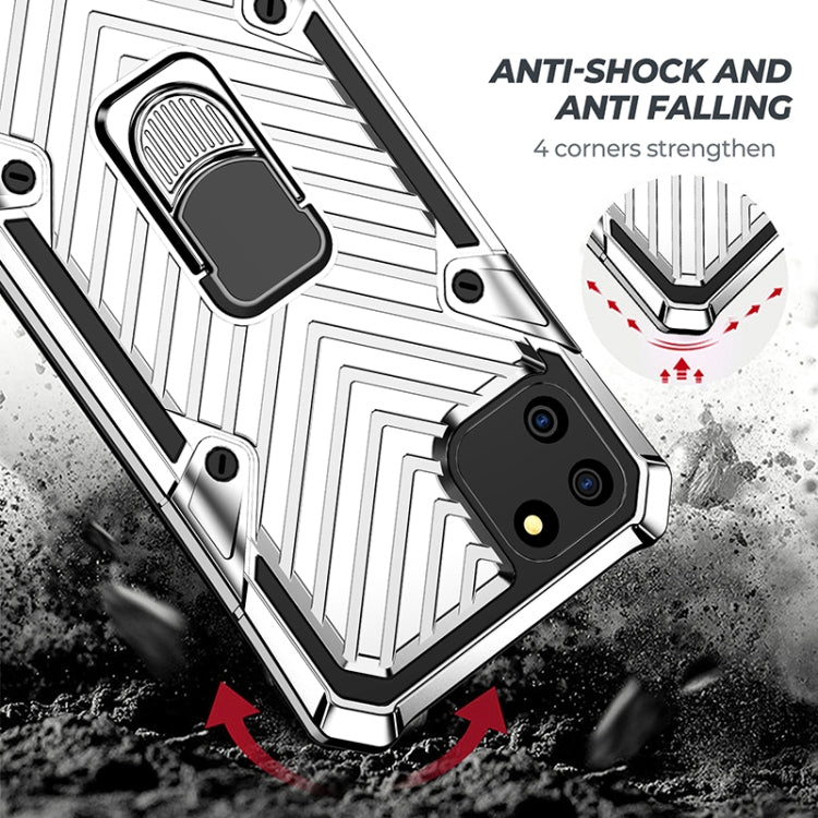 For OPPO Realme C11 Cool Armor PC + TPU Shockproof Case with 360 Degree Rotation Ring Holder